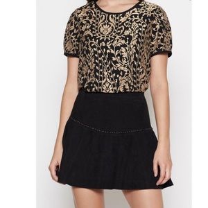 Joie Black and Gold Floral Blouse